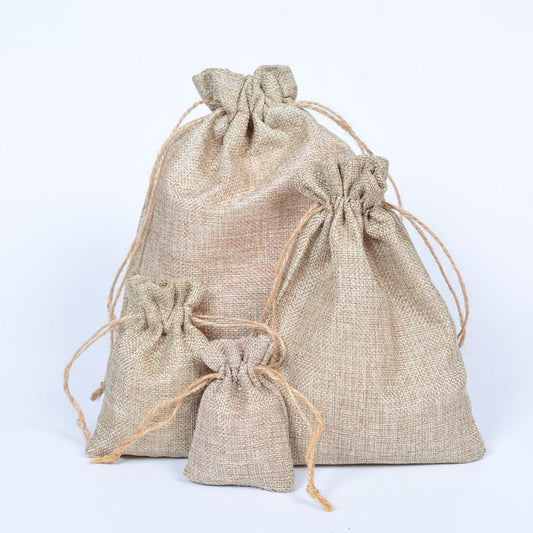 Brown Linen Drawstring Pouches (50 Pack) 15x20cm-hemp-rope by HitMyNeed