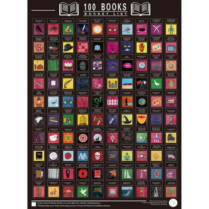 Bucket List 100 Books Scratch Off Poster A2 by HitMyNeed