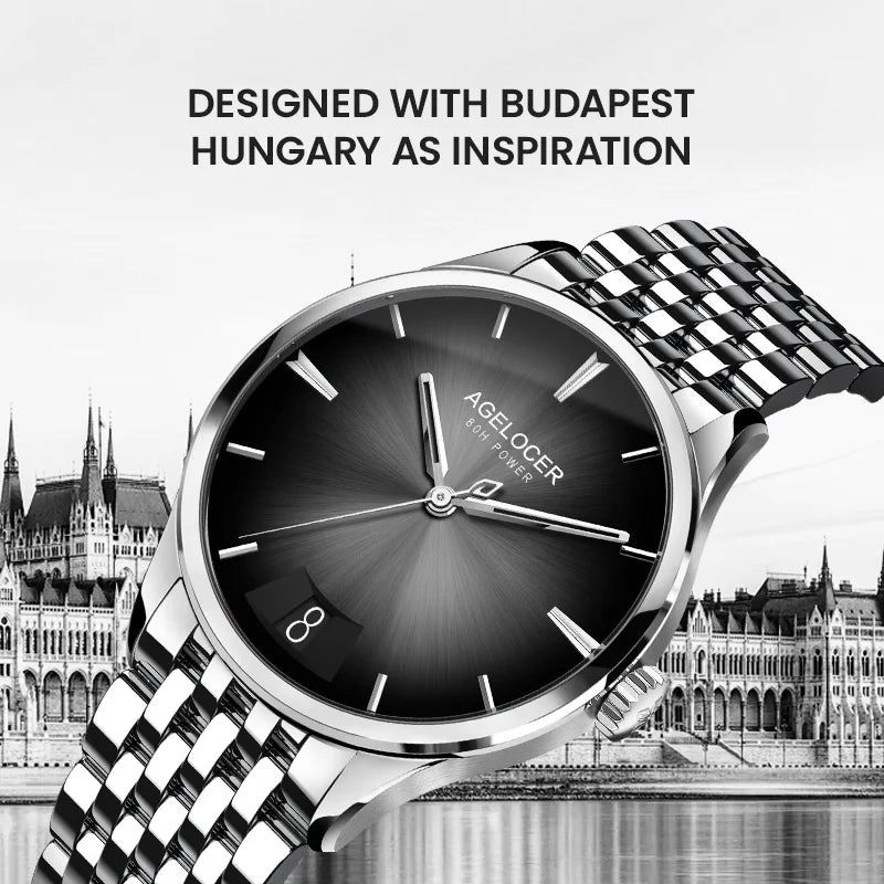 Budapest Men's Steel Automatic Watch with Big Date by HitMyNeed