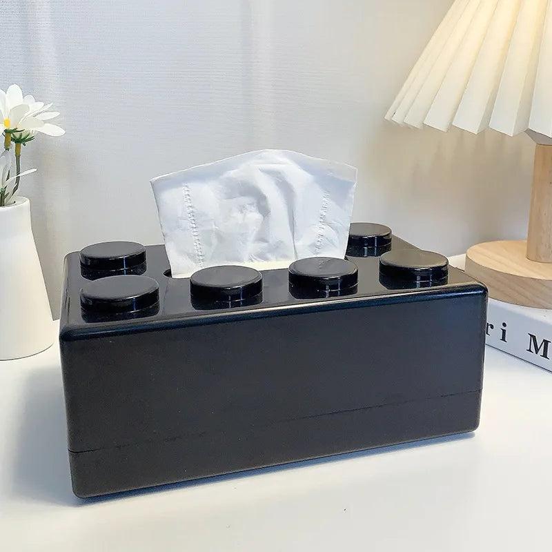 Building Block Tissue Box Cover Home Decor black by HitMyNeed