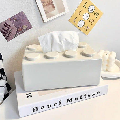 Building Block Tissue Box Cover Home Decor white by HitMyNeed