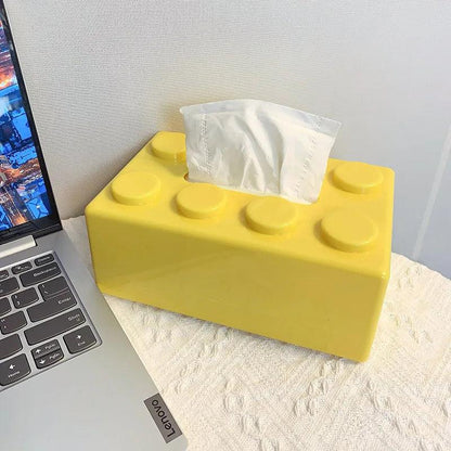Building Block Tissue Box Cover Home Decor yellow by HitMyNeed