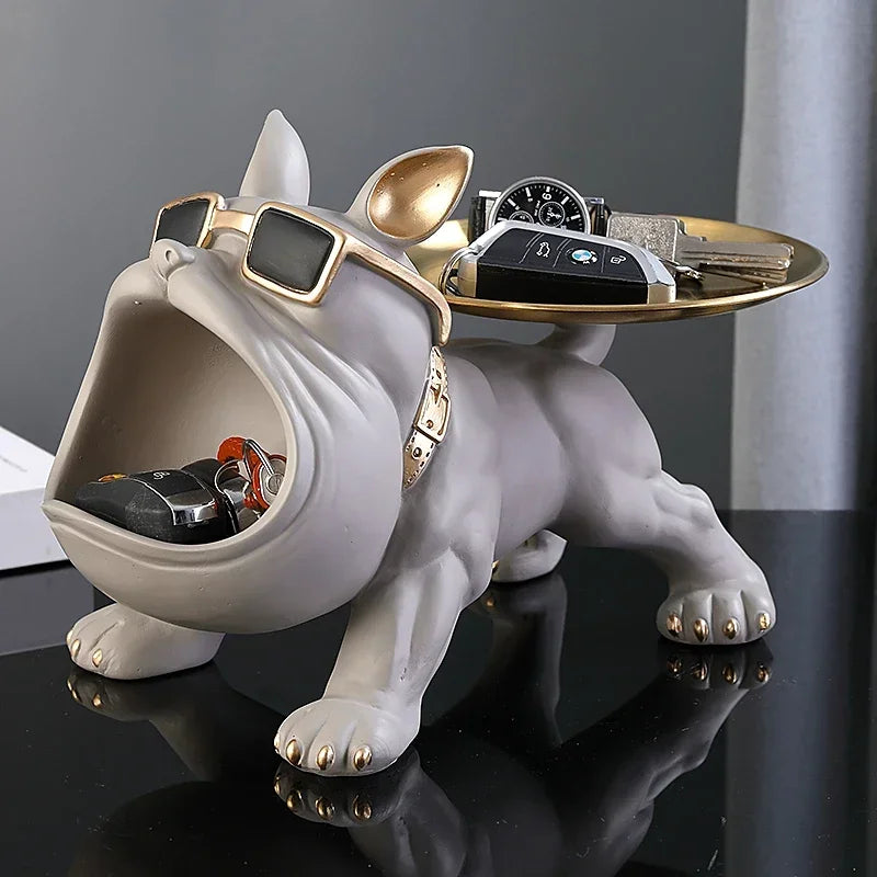 Bulldog Dog Statue Storage Box Resin Home Ornament by HitMyNeed