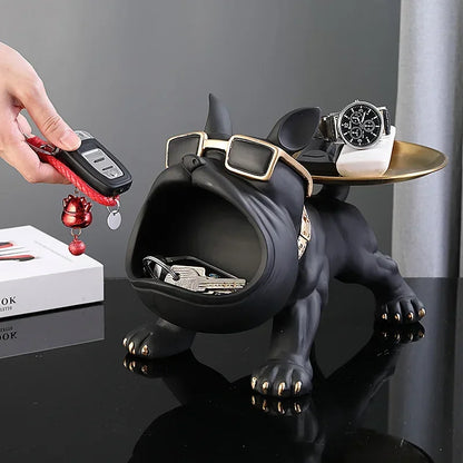 Bulldog Dog Statue Storage Box Resin Home Ornament by HitMyNeed