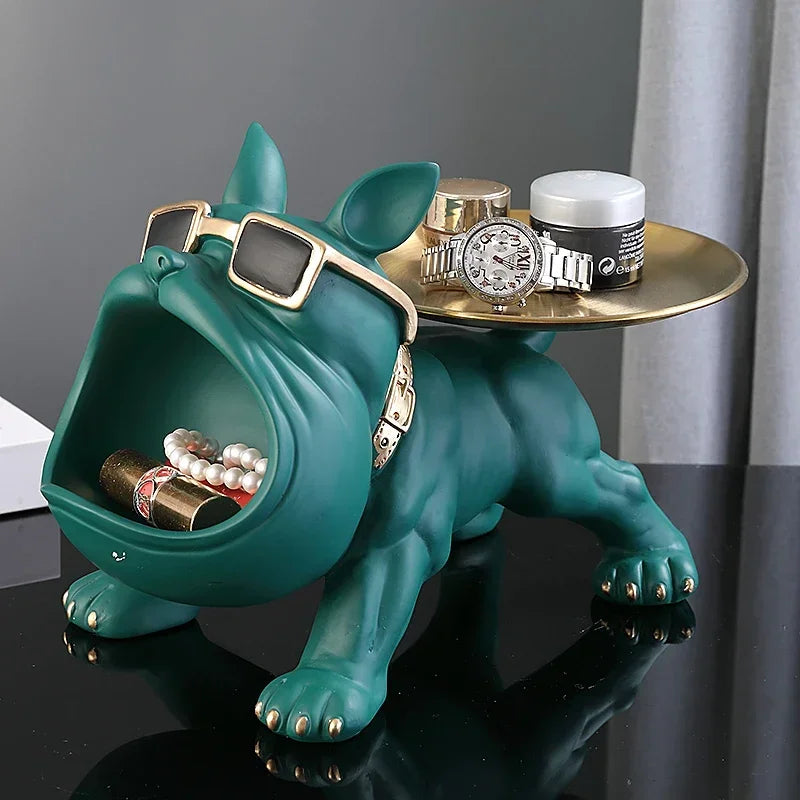 Bulldog Dog Statue Storage Box Resin Home Ornament by HitMyNeed