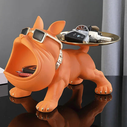 Bulldog Dog Statue Storage Box Resin Home Ornament by HitMyNeed