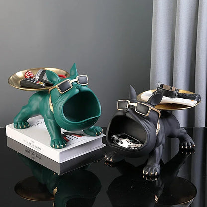 Bulldog Dog Statue Storage Box Resin Home Ornament by HitMyNeed
