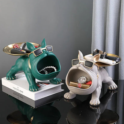 Bulldog Dog Statue Storage Box Resin Home Ornament by HitMyNeed
