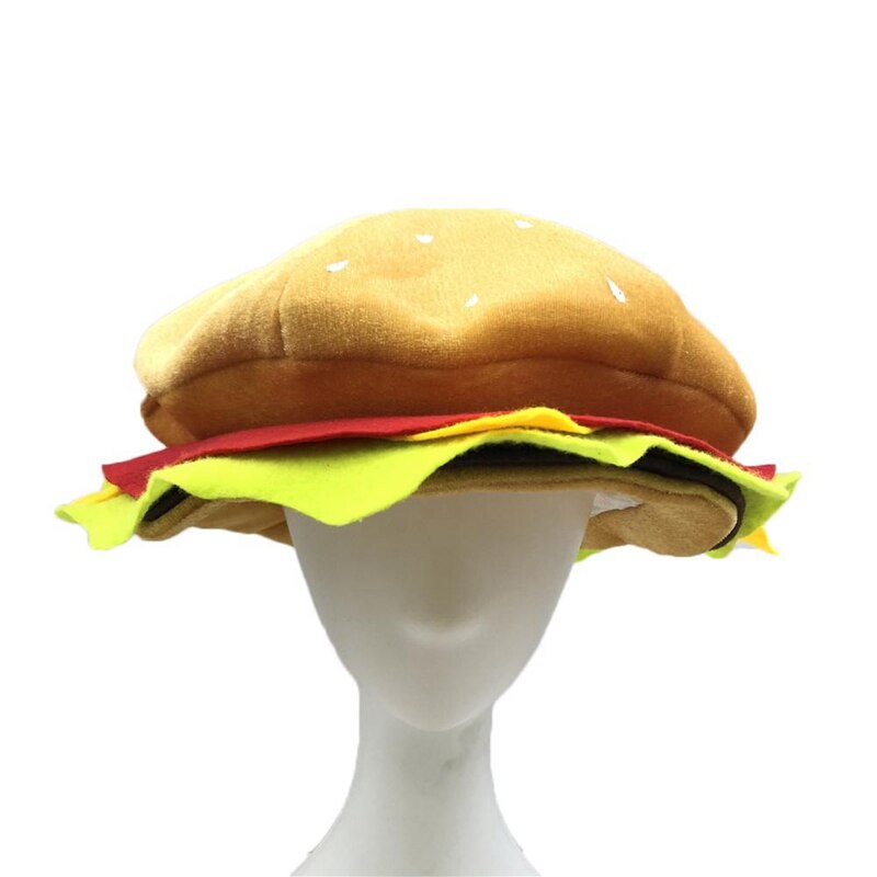 Burger Hat Funny 3D Plush Headwear for Adults by HitMyNeed