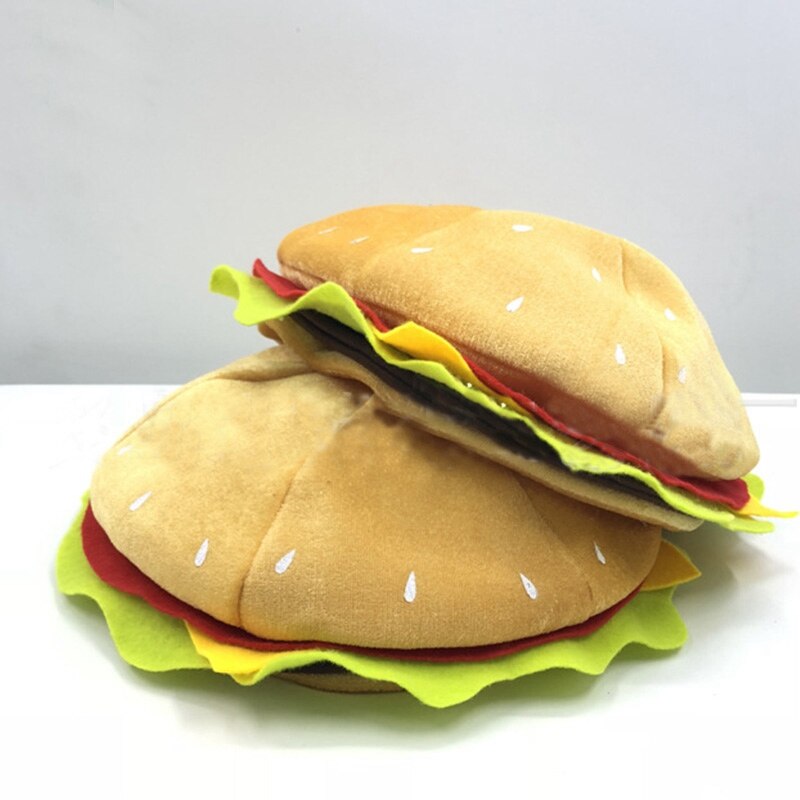 Burger Hat Funny 3D Plush Headwear for Adults by HitMyNeed