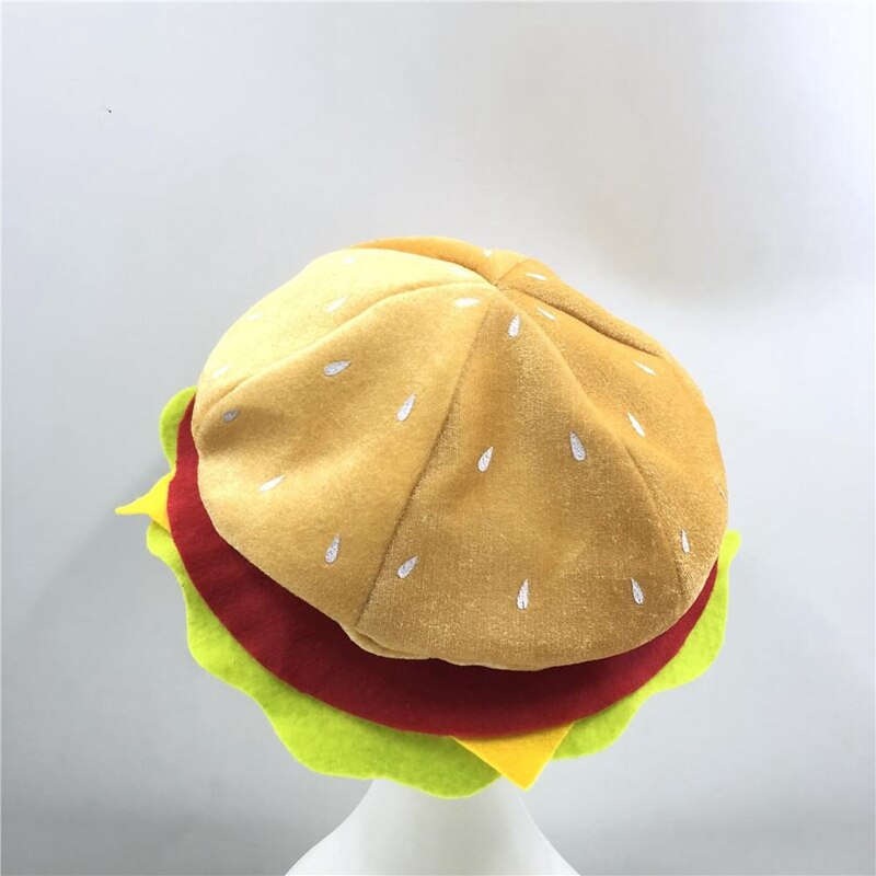Burger Hat Funny 3D Plush Headwear for Adults by HitMyNeed