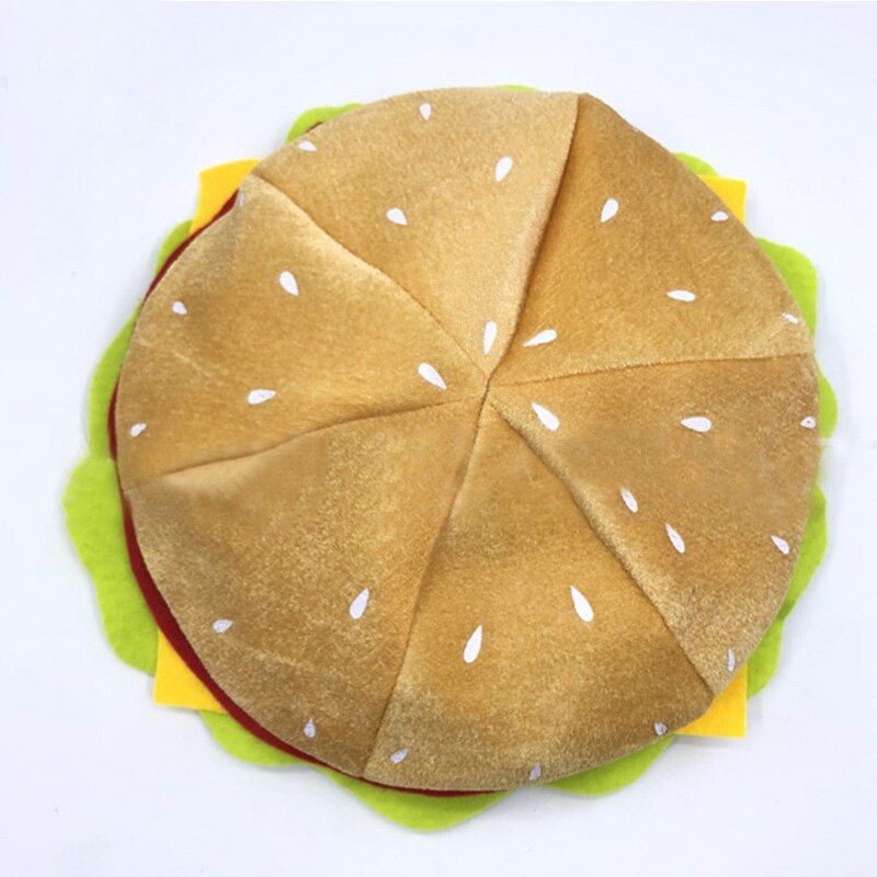 Burger Hat Funny 3D Plush Headwear for Adults by HitMyNeed