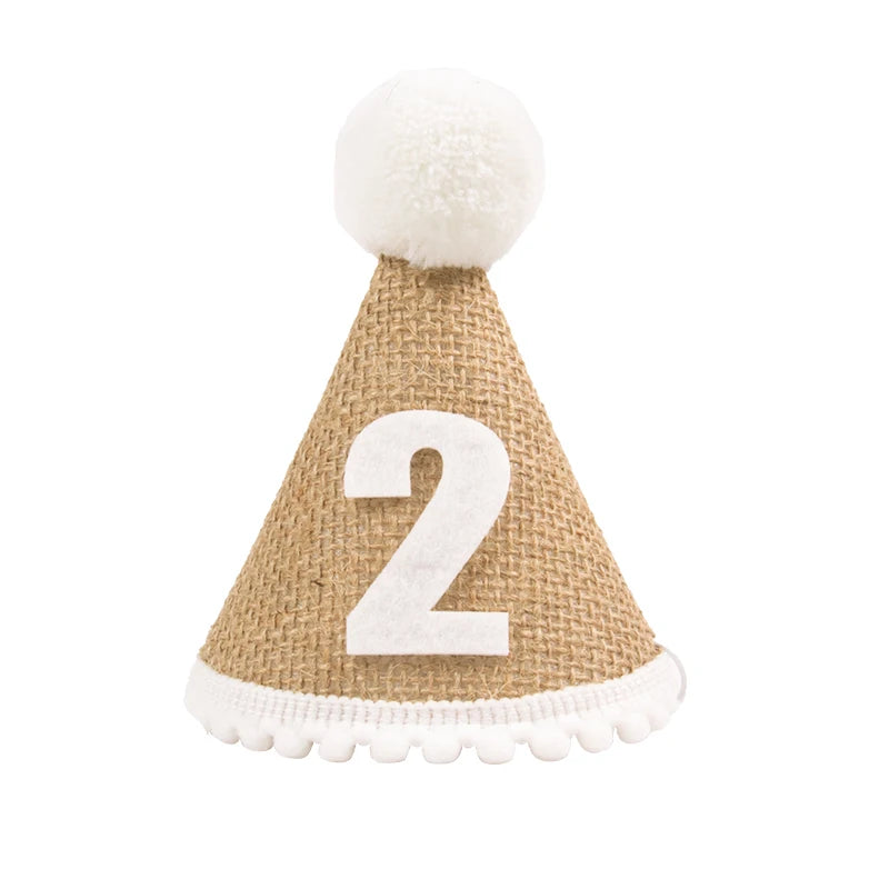 Burlap Baby Birthday Hat with Headband 1-9 Years number-2 by HitMyNeed