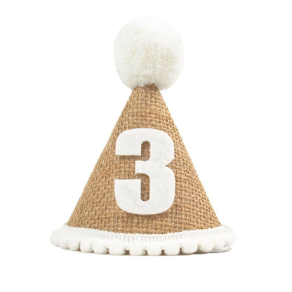 Burlap Baby Birthday Hat with Headband 1-9 Years number-3 by HitMyNeed