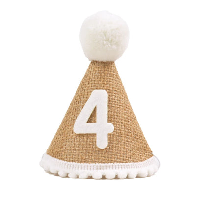 Burlap Baby Birthday Hat with Headband 1-9 Years number-4 by HitMyNeed