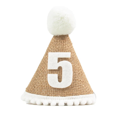 Burlap Baby Birthday Hat with Headband 1-9 Years number-5 by HitMyNeed