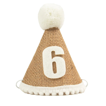 Burlap Baby Birthday Hat with Headband 1-9 Years number-6 by HitMyNeed