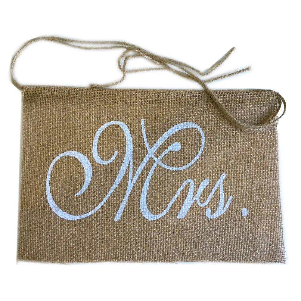 Burlap Mr and Mrs Chair Signs Set for Weddings by HitMyNeed