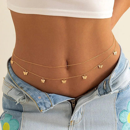 Butterfly Belly Chain Waist Jewelry Accessory Silver by HitMyNeed