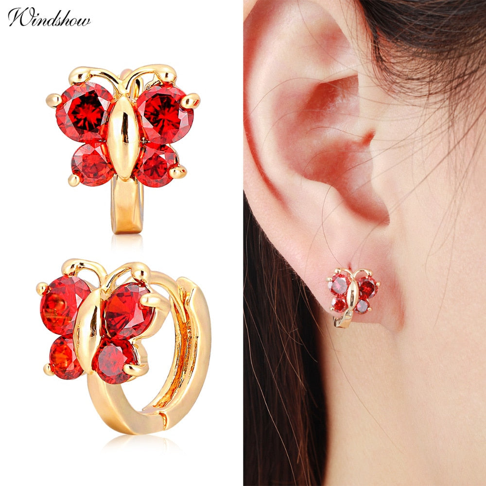 Butterfly Hoop Earrings with Cubic Zirconia by HitMyNeed