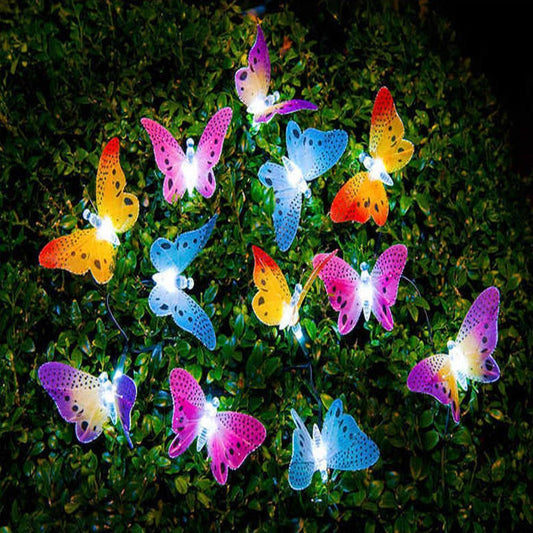 Butterfly Solar String Lights 12 LED Outdoor Decor by HitMyNeed