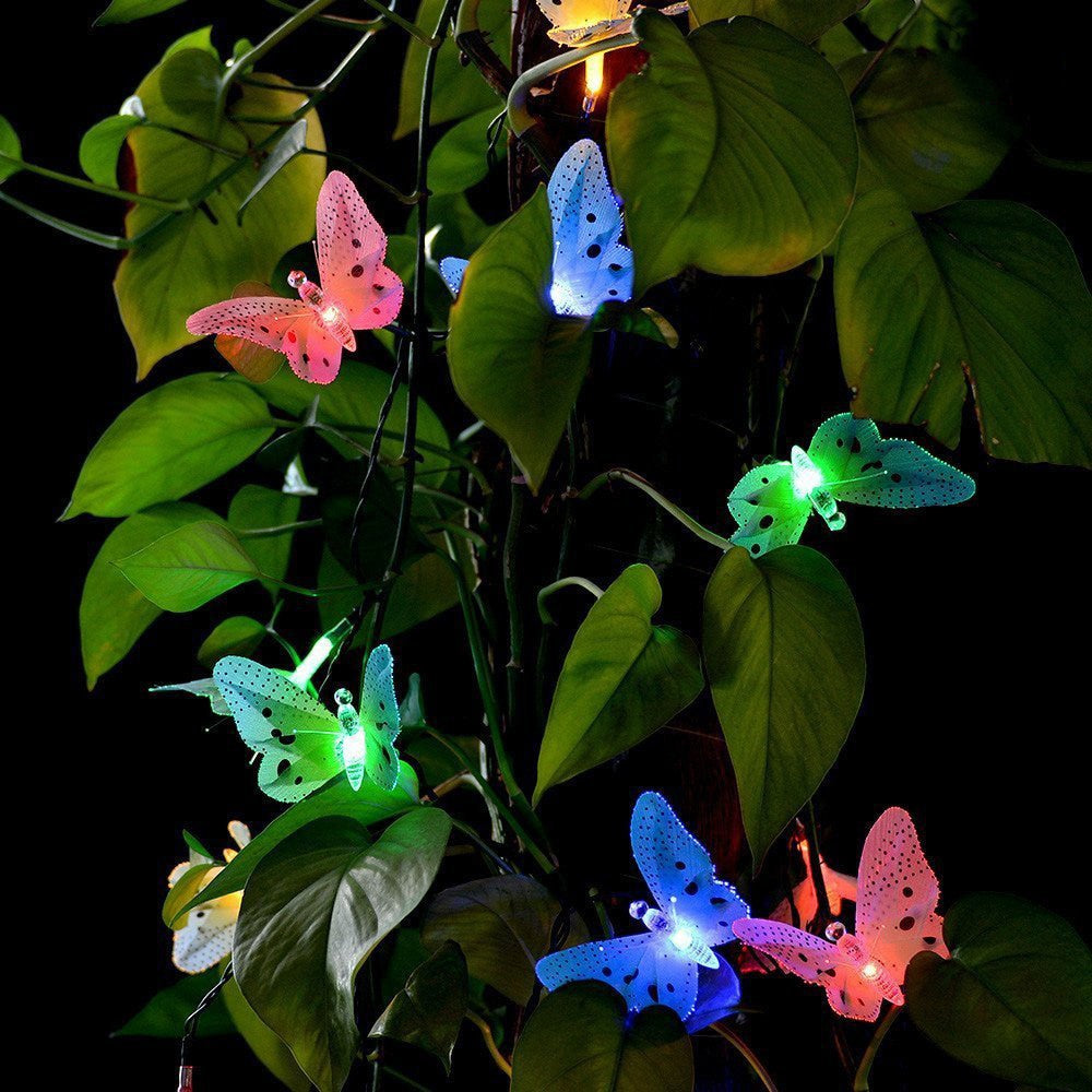 Butterfly Solar String Lights 12 LED Outdoor Decor by HitMyNeed
