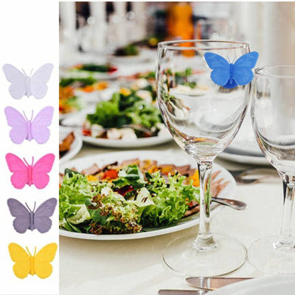 Butterfly Wine Glass Identifiers, 6-Pack Silicone Markers by HitMyNeed