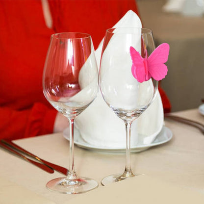 Butterfly Wine Glass Identifiers, 6-Pack Silicone Markers by HitMyNeed