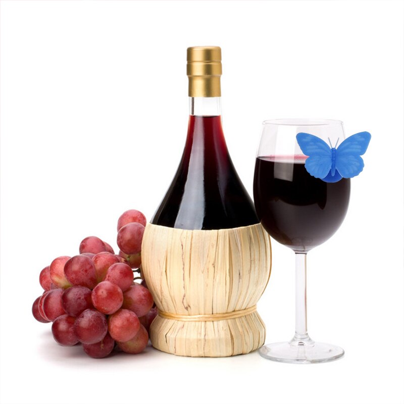 Butterfly Wine Glass Identifiers, 6-Pack Silicone Markers by HitMyNeed