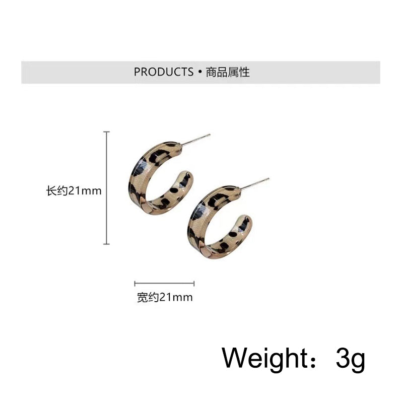 C-Shaped Leopard Print Resin Hoop Earrings by HitMyNeed
