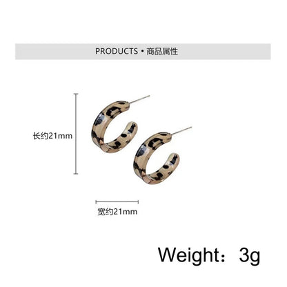 C-Shaped Leopard Print Resin Hoop Earrings by HitMyNeed