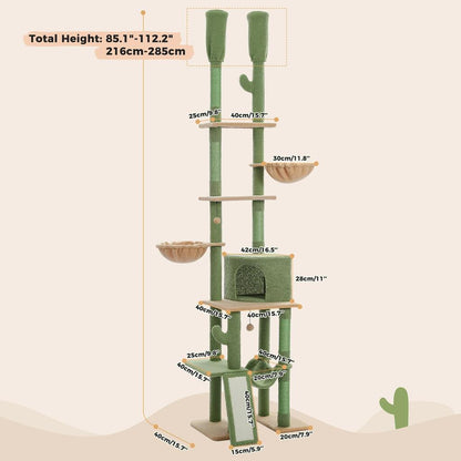 Cactus Floor to Ceiling Cat Tree with Hammocks by HitMyNeed