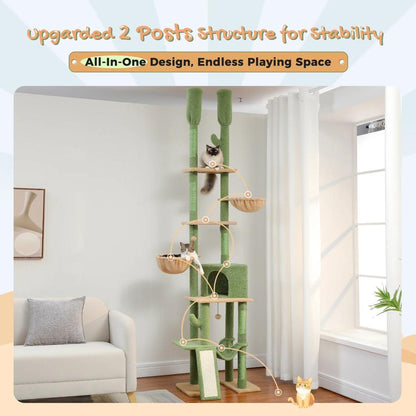 Cactus Floor to Ceiling Cat Tree with Hammocks by HitMyNeed