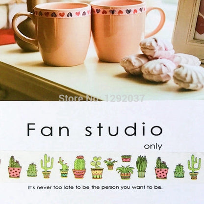 Cactus Print Washi Tape, 1.5cm x 10m by HitMyNeed