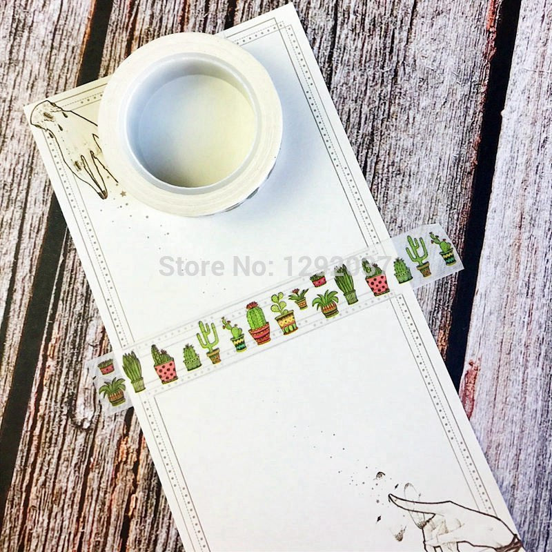 Cactus Print Washi Tape, 1.5cm x 10m by HitMyNeed