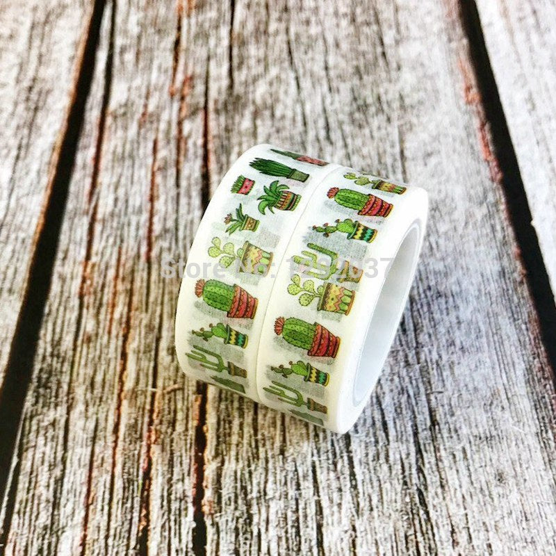 Cactus Print Washi Tape, 1.5cm x 10m by HitMyNeed