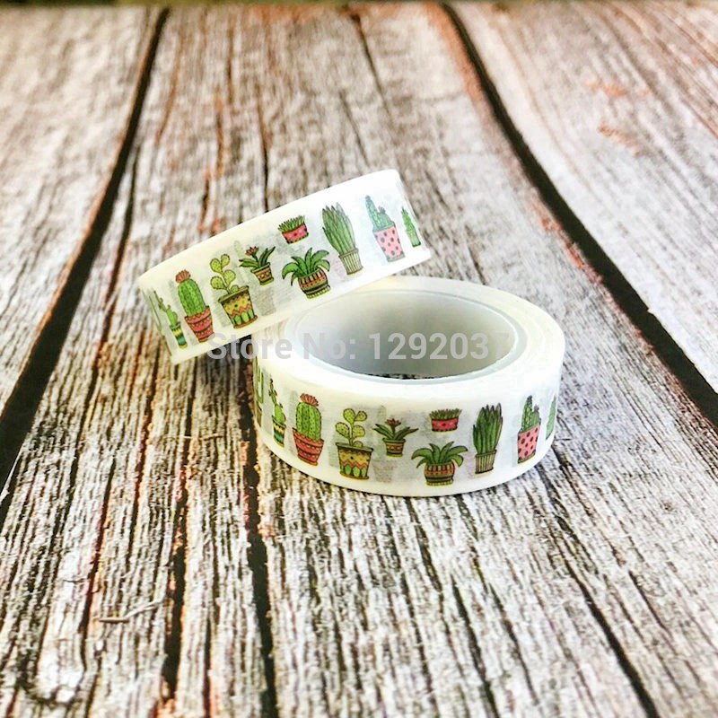 Cactus Print Washi Tape, 1.5cm x 10m by HitMyNeed