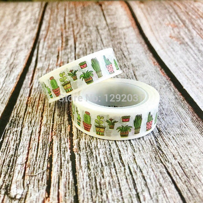 Cactus Print Washi Tape, 1.5cm x 10m by HitMyNeed