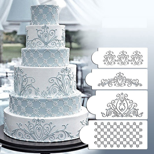 Cake Decorating Stencils Set, Floral & Lace (4 Pcs) by HitMyNeed