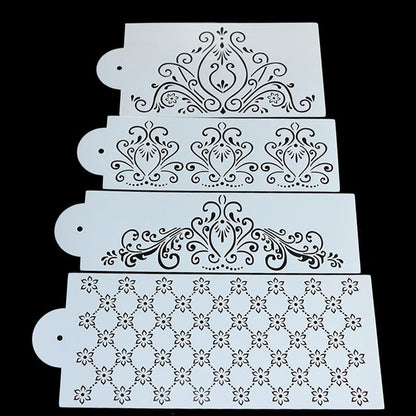 Cake Decorating Stencils Set, Floral & Lace (4 Pcs) by HitMyNeed