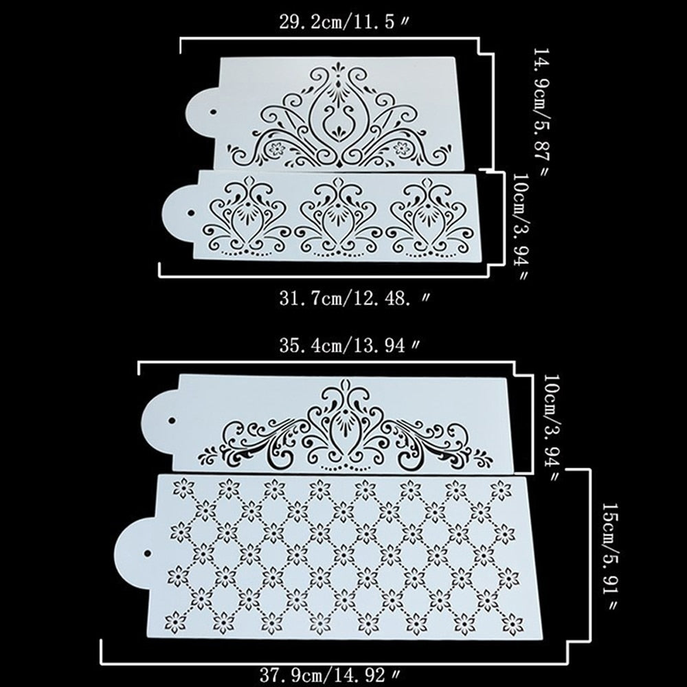 Cake Decorating Stencils Set, Floral & Lace (4 Pcs) by HitMyNeed