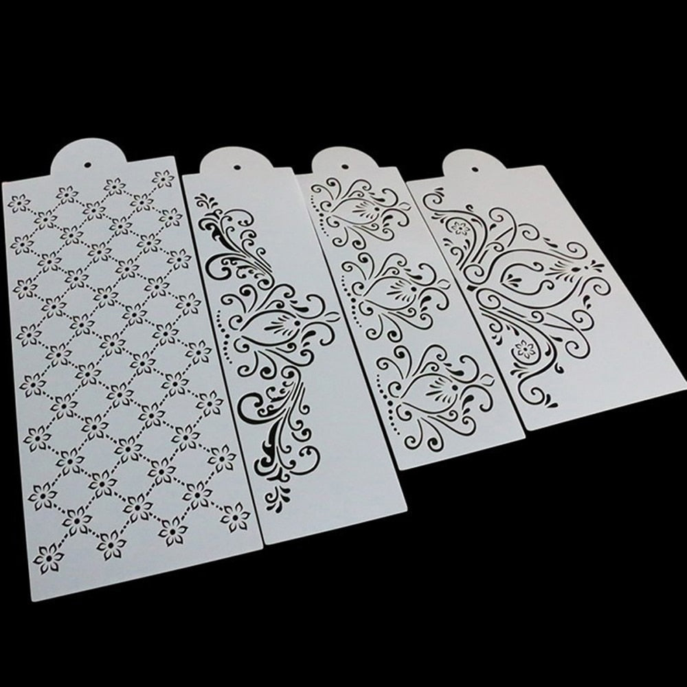 Cake Decorating Stencils Set, Floral & Lace (4 Pcs) by HitMyNeed