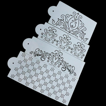 Cake Decorating Stencils Set, Floral & Lace (4 Pcs) by HitMyNeed