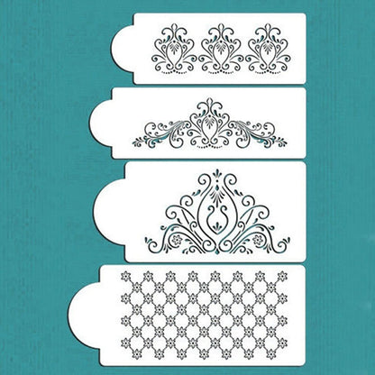 Cake Decorating Stencils Set, Floral & Lace (4 Pcs) by HitMyNeed