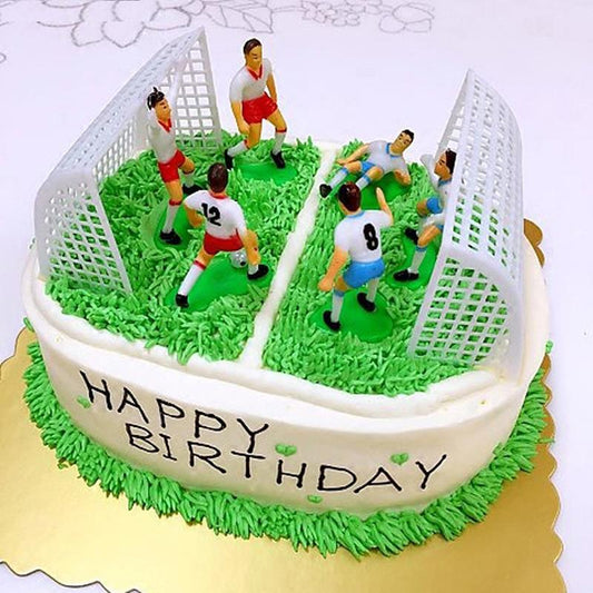 Cake Football Topper Set with Players & Goals (8pcs) by HitMyNeed