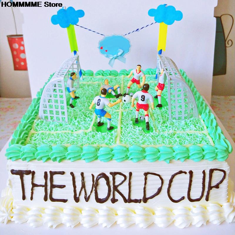 Cake Football Topper Set with Players & Goals (8pcs) by HitMyNeed