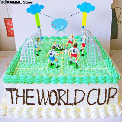 Cake Football Topper Set with Players & Goals (8pcs) by HitMyNeed
