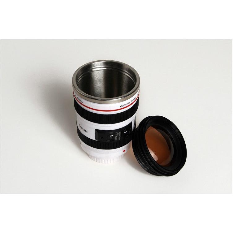 Camera Lens Mug with Lid - Insulated Travel Cup by HitMyNeed