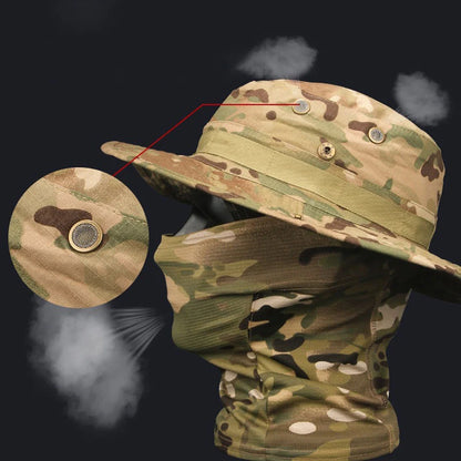 Camouflage Boonie Hat with Balaclava for Outdoor Use by HitMyNeed