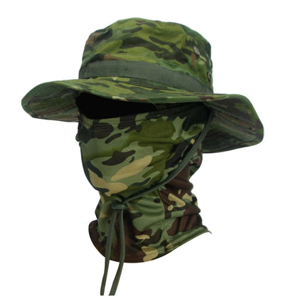 Camouflage Boonie Hat with Balaclava for Outdoor Use american-green by HitMyNeed